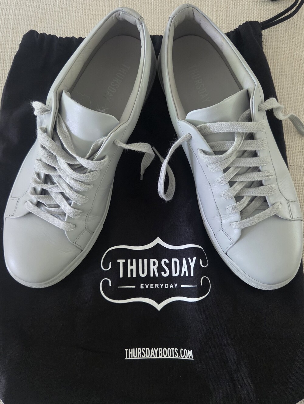 Thursday Boot Company Light Gray Leather Low-Top Sneakers